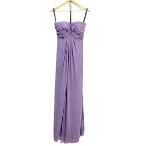 Bill Levkoff Strapless Chiffon Victorian Lilac Formal Dress